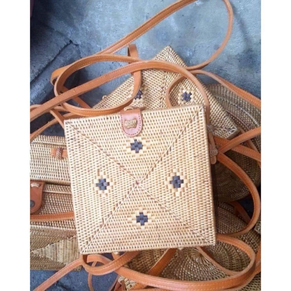 Moroccan handmade Rotan  Leather crossbody Bag